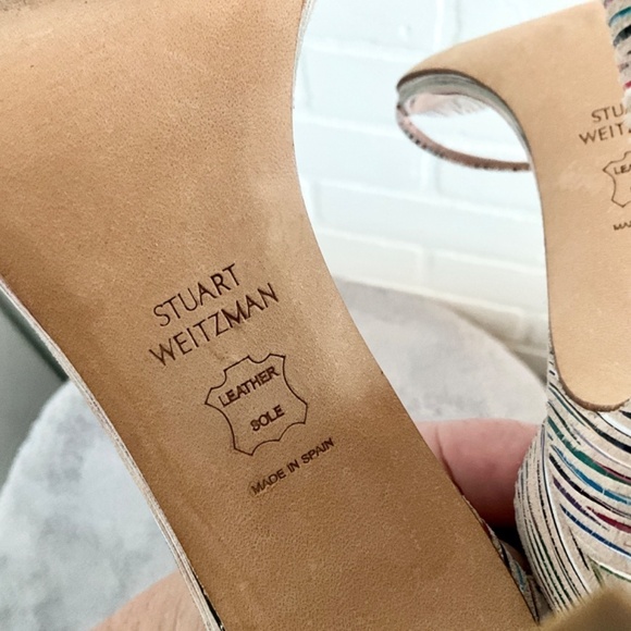 REVOLVExStuart Weitzman Nude Colorful stripes Heel Anklestrap sandales 6.5 - Picture 16 of 16
